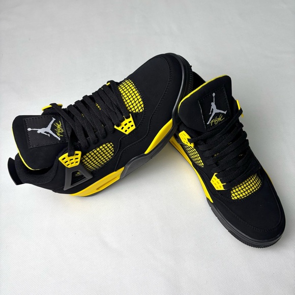 Men’s Black/Yellow Sneakers Trainers -Brand New Retro 4 Yellow Thunder 2023 - Picture 7 of 10